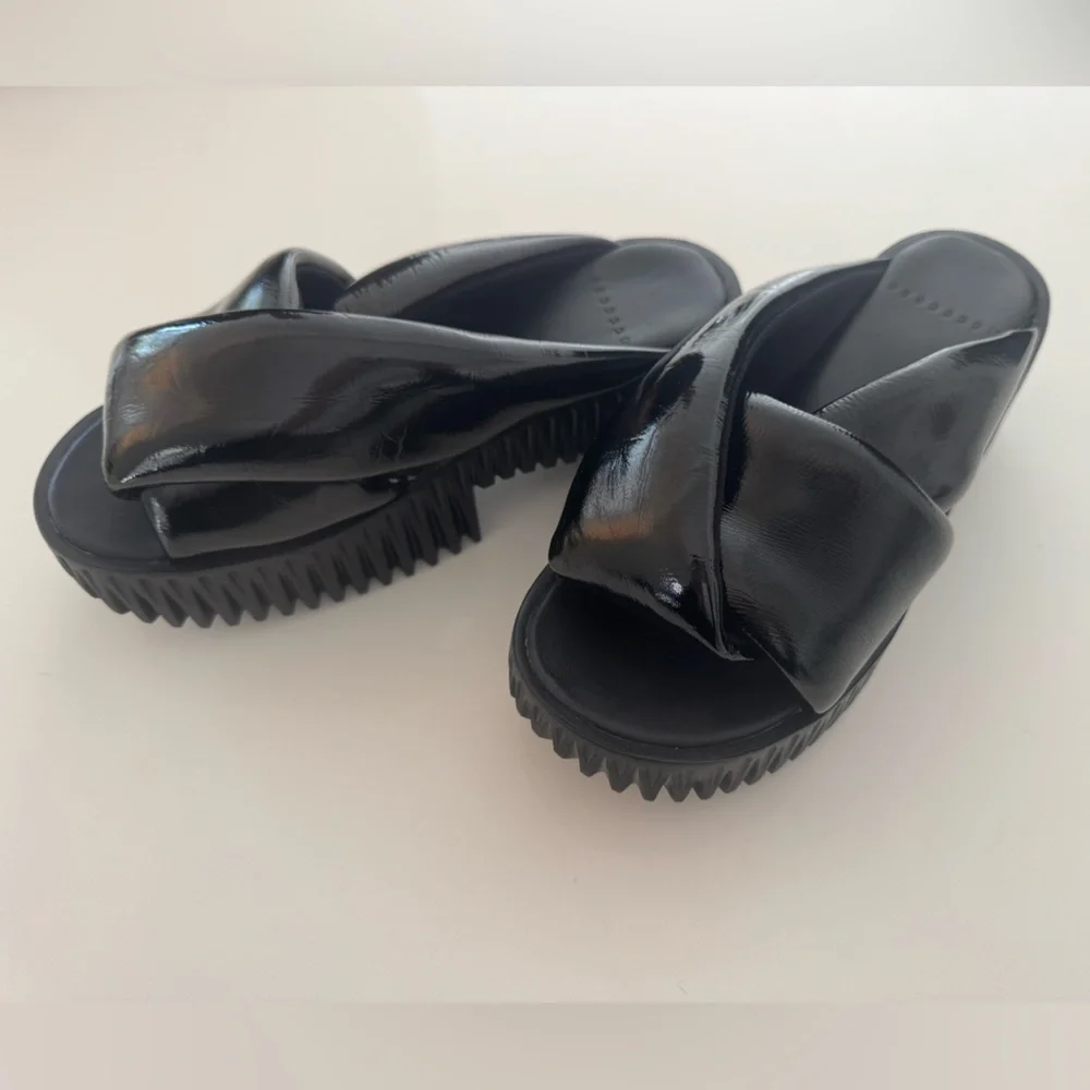 4CCCCEESS Black Women's Slide Sandals Pila Anda Shadow 38 never worn - Picture 2 of 6